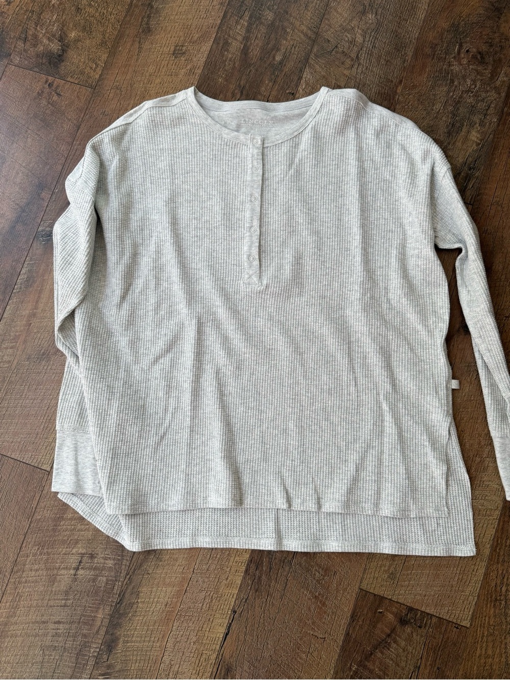Light Gray Ribbed Henley Top